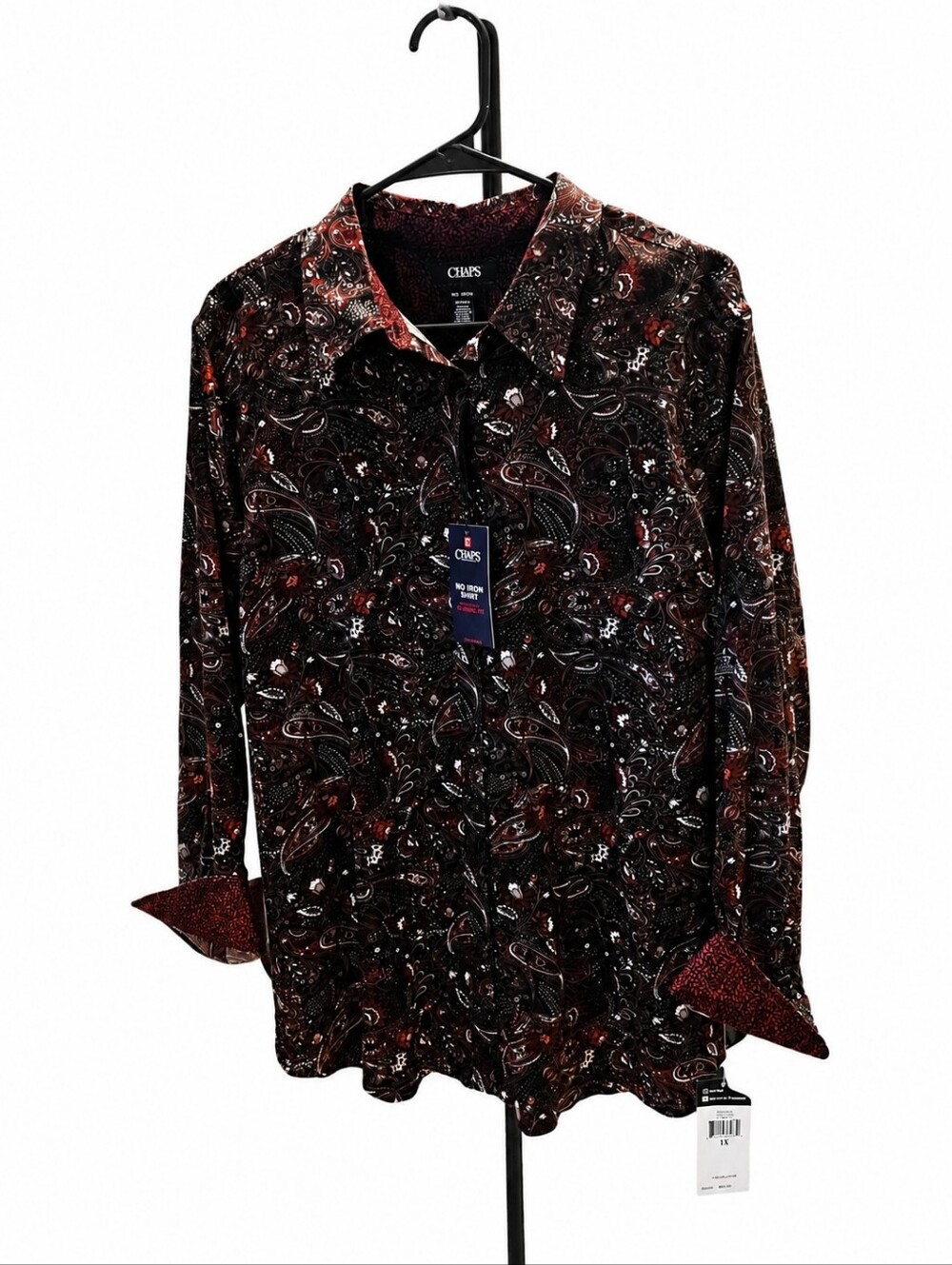 NWT Chaps Paisley Long-Sleeve Button 100% Cotton Button Shirt 1X